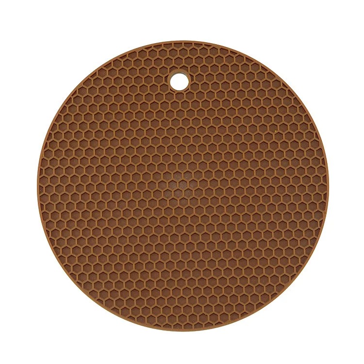 18/14 cm Runde Hitzebeständige Silikon Matte Trinken Tasse Untersetzer Nicht-slip Topf Halter Tisch Tischset Küche zubehör Unterzetter: M / Brown