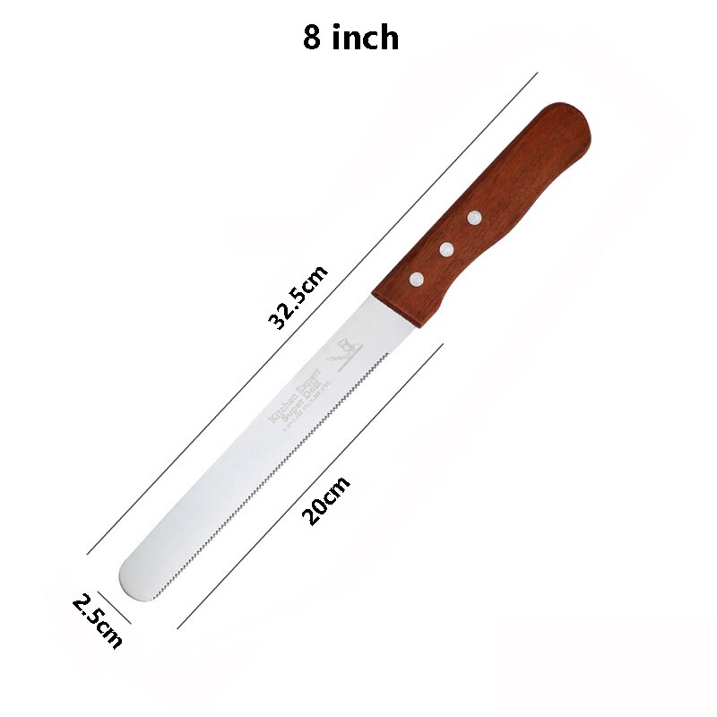 8Inch Stainless Steel Bread Knife Serrated Knife Wooden Handle Fruit Knife Bread Toast Slicer Cake Knife Spatula Baking Tools