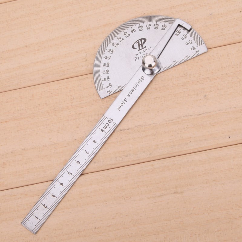 Arm Rotary Measuring Ruler Stainless Steel 180 Degree Protractor Angle Finder