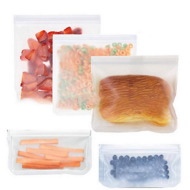 Draagbare Peva Voedsel Opbergtas Herbruikbare Vriezer Siliconen Zip Lock Lekvrij Zak Keuken Organizer Vruchten Snack Zaden Opbergtas