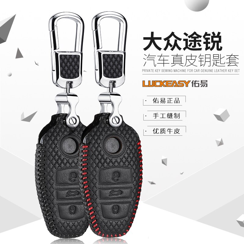 Luckeasy Key Cover Voor Vw Touareg Autosleutel Geval Lederen Houder Afstandsbediening Voor Volkswagen Sleutel 4-dz3