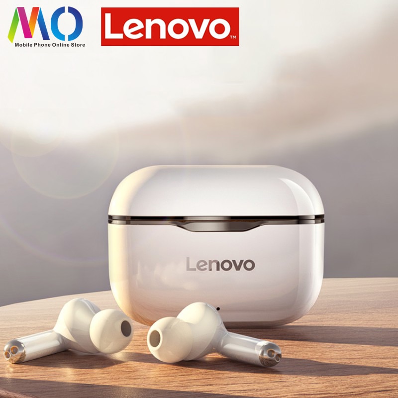 Lenovo-auriculares inalámbricos LP1 con TWS, cascos deportivos impermeables con Bluetooth 5,0, micrófono con cancelación de ruido, estéreo Dual, HIFI, bajos táctiles