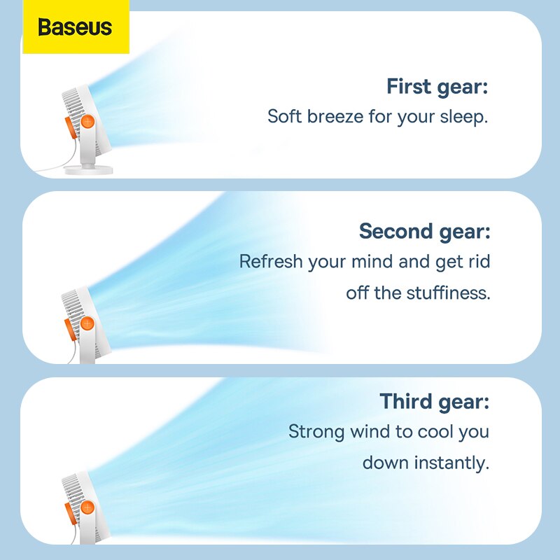 Baseus USB Fan Portable Hanging Mini Cooling Cooler Desk Fan For Home Office Speed Adjustable Desktop Table Summer Cooling Fans