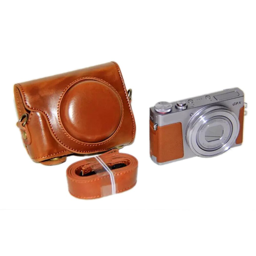 Skórzane etui na aparat Canon Powershot G9 X G9X G9 X Mark II G9X2 Pokrowiec na aparat z paskiem: Głęboki niebieski