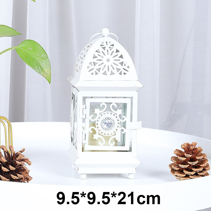 Smeedijzeren glazen retro kaarsenhouder tuin vloer buiten winddichte lamp grote draagbare lamp bruiloft lamp decoratie ornamenten: 4- seconden
