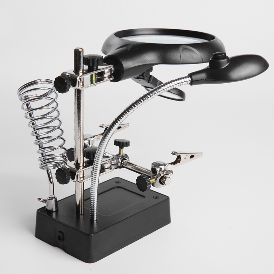 Welding magnifying glass 5 LED Light 2.5X 7.5X 10X lens Auxiliary Clip loupe desktop Magnifier third hand soldering Repair Tool