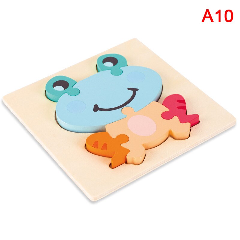 Baby 3D Wooden Puzzle Educational Toys Kids Cartoon Animal Intelligence Puzzles: A10