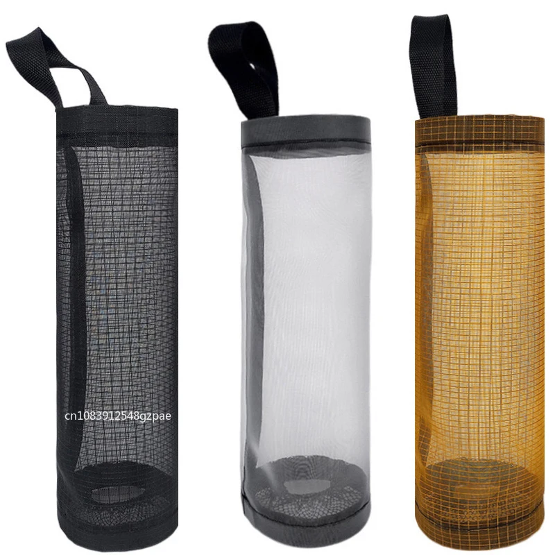 1-5PCS Garbage Bag Storage, Kitchen Wall-mounted Plastic Bags Household Storage Bags Pull-out Shopping Bags Net Bag Storage Bags: army green