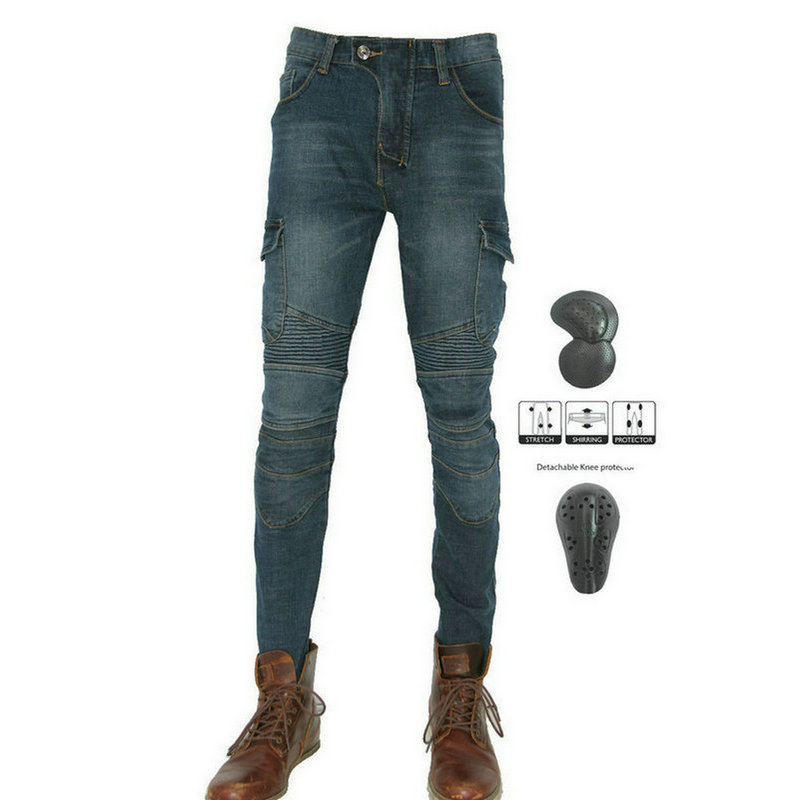 Volero motorpool jes -6 motorsykkel ridebukser løs rett motorsykkel uformelle jeans lokomotiv beskyttende blå bukser: Bukser n upads / Xl