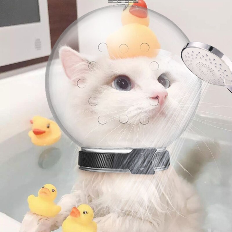 Oddychająca kaganiec kota anty-ugryzienie anty-lizanie Kot Pielęgnacja wanna przycinać paznokcie kieszonkowe dzieci przezroczysty przestrzeń kaptur kaganiec szczeniak akcesorium