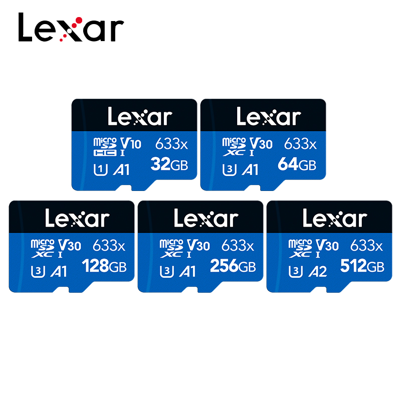 Lexar Micro SD-Karte 32 GB 64 GB 128 GB 256 GB 512 GB Speicherkarte A1 microSD TF-Karte für Telefonspeicher Flash-Karte mit USB 3.2-Leser