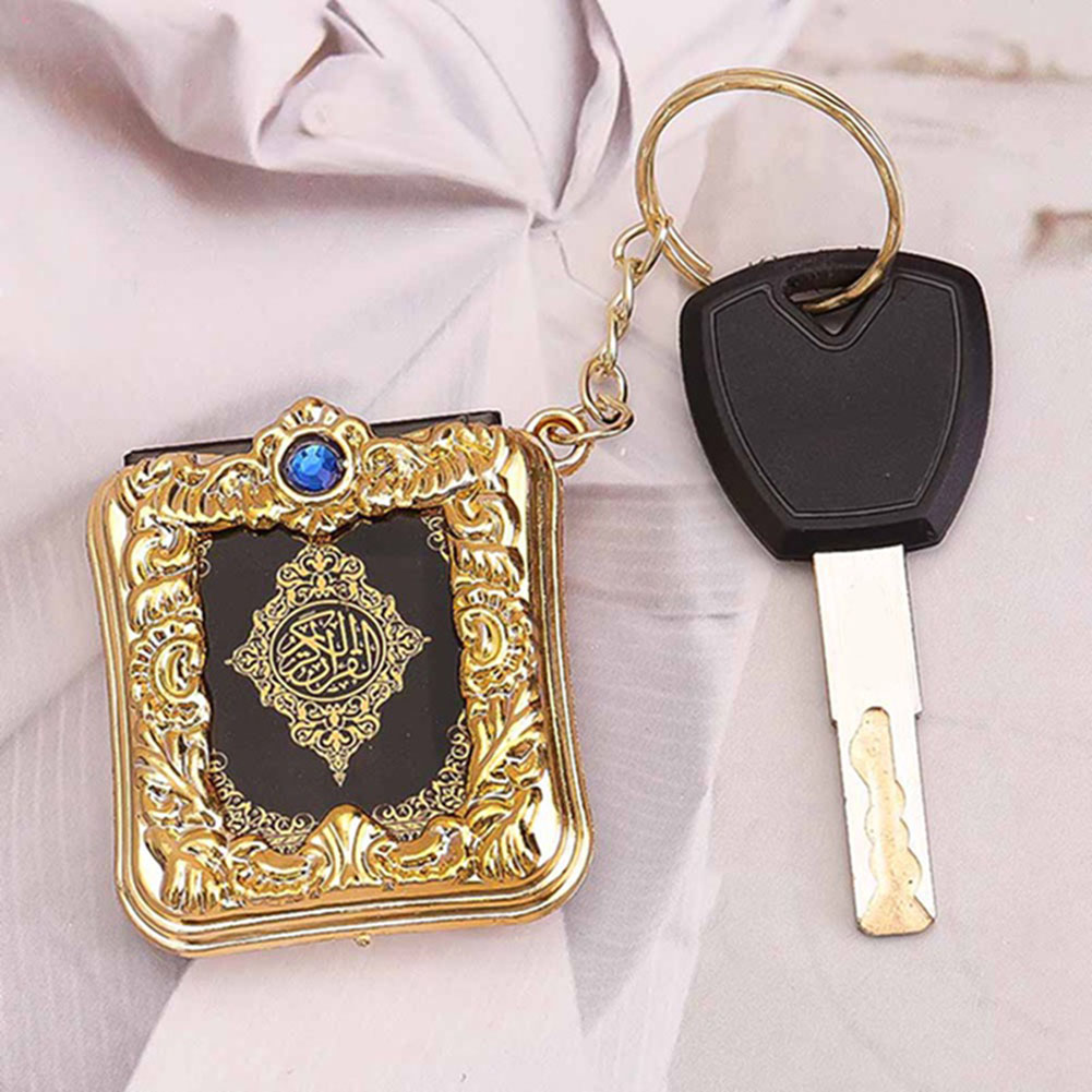 1 stks hars islamitische mini ark koran boek sleutelhanger moslim echt papier kan lezen hanger sleutelhanger sleutelhanger religieuze sieraden porte clé