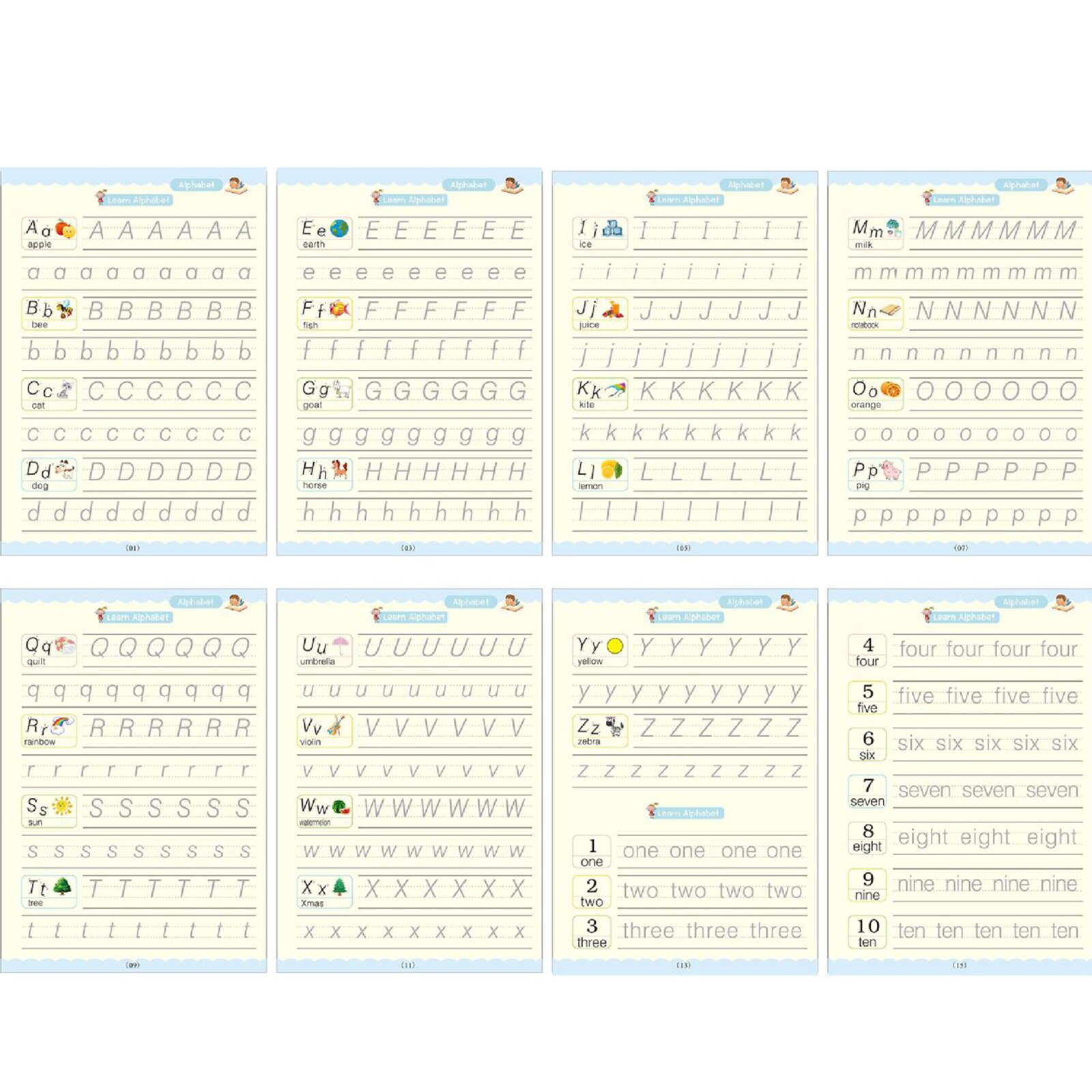 Arabic Numerals Alphabet/Drawing/Math Copybook Children Regular script exercises Stationery for primary school students Beginner