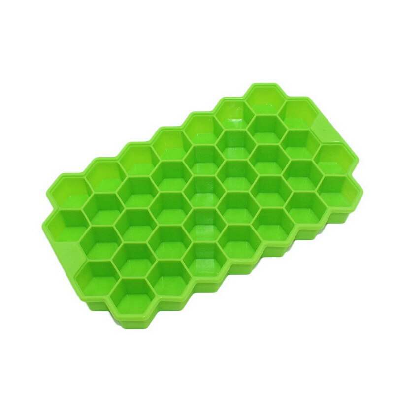 Easy-Release Ice Cube Silicone Honeycomb Ice Cube Molds Tray For Wine Whiskey DIY Ice Cube Ray Mold Bar Cold Drink Tools: green no lid