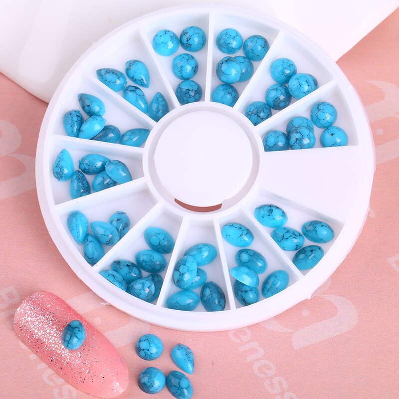 Blauwheid Turquoise Waterdruppels Acryl Boren 3D Nail Art Decoraties Glitter Steentjes Sieraden Accessoires ZP140