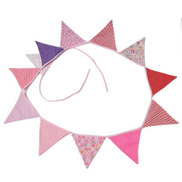 Banderas de tela coloridas para decoración de bodas, banderines, guirnaldas de , decoración DIY para el hogar y la habitación, novedad de: Pink