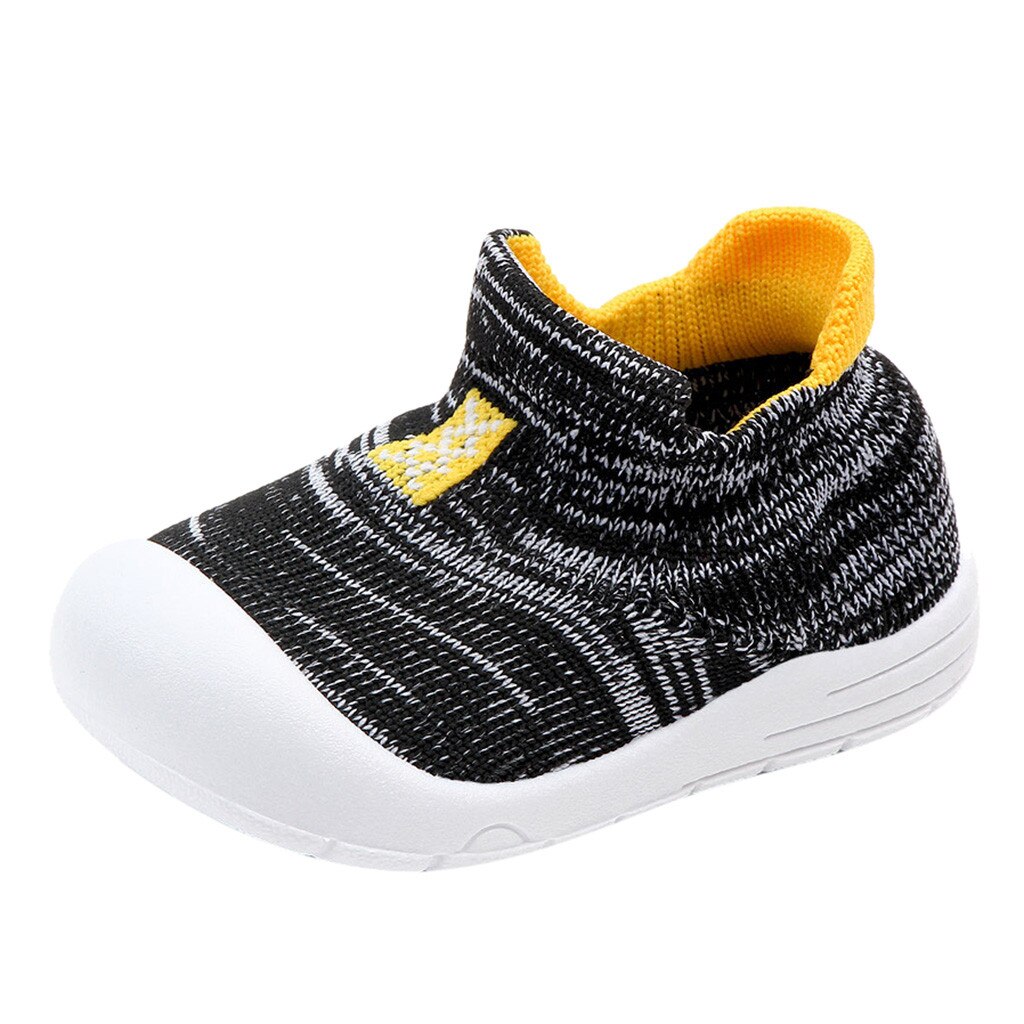 Chaussures de Sport à enfiler pour bébé, baskets à enfiler pour enfants, en maille solide, garçons et filles, tendance: Black / 7