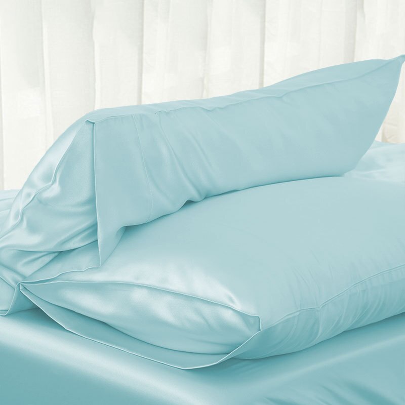 Skoin-Freundliche 1 PC Luxus Komfortable Weiche Seidige Satin- Kissen fallen Einfarbig Standard KÖNIGIN König Kissenbezug: Himmel-Blau