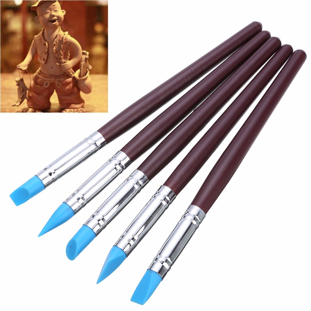 5pcs Silicone Rubber Klei Shaper Beeldhouwen Fimo Polymer Modellering Nail Art Craft Aardewerk Klei Tool Set