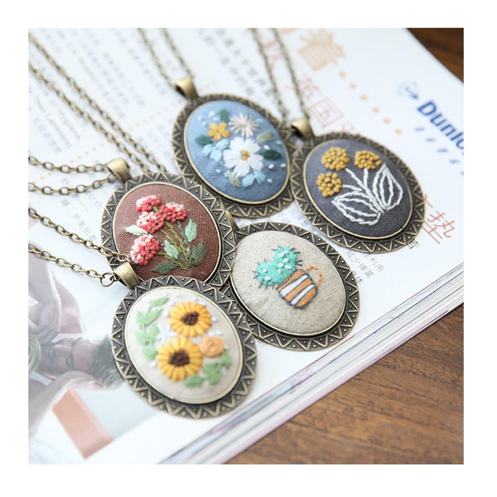 Blomma diy målning kors broderi handarbete med kedja nybörjare söm kit hängande band broderi handarbete