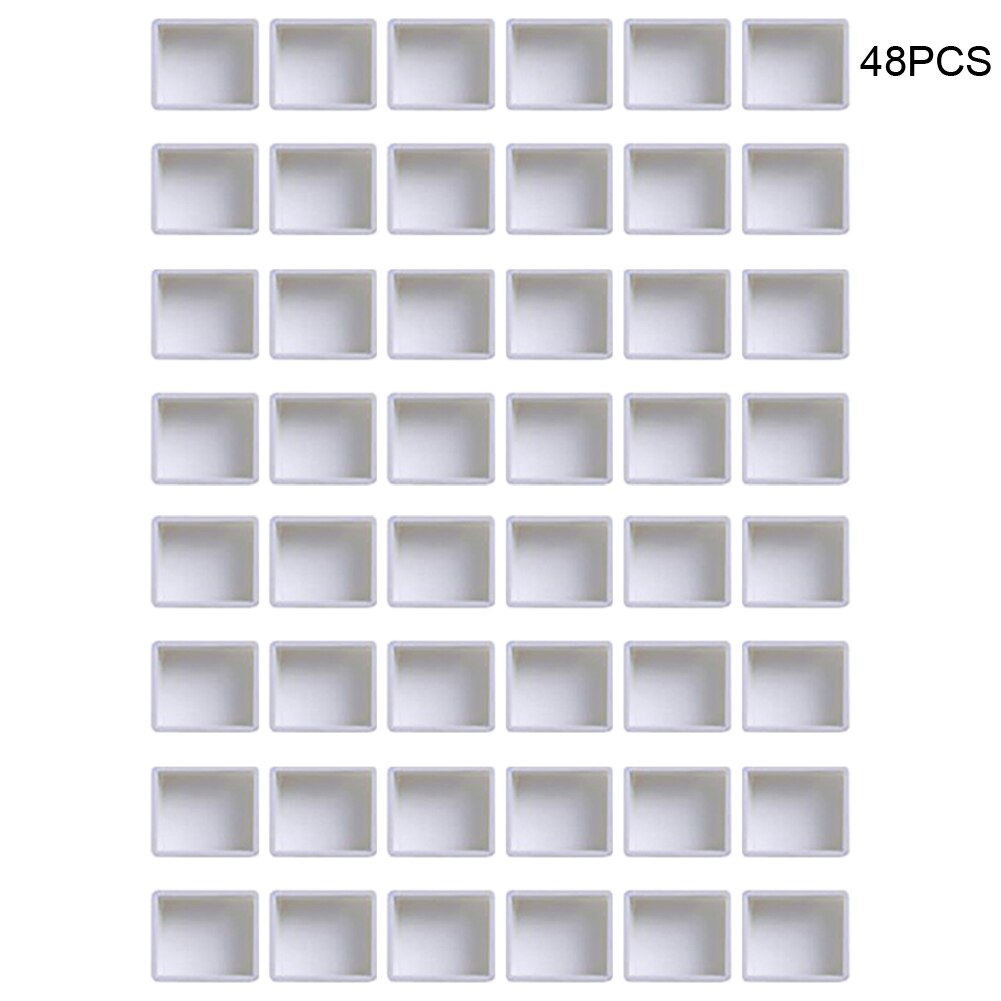Beginner Student Durable Empty Half Case Drawing Accessories Art Supplies White Grid Palette Watercolor Paint Pan Mini Artists: 48pcs