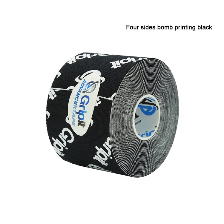 Vier Seiten Elastischen Muskel Sport Tape kinesiologie Sport Aufkleber Kinesiotapes Rolle Baumwolle 5cm * 5m Nylon Intramuskuläre Verband: 4 printing black / 7.5cmX5m