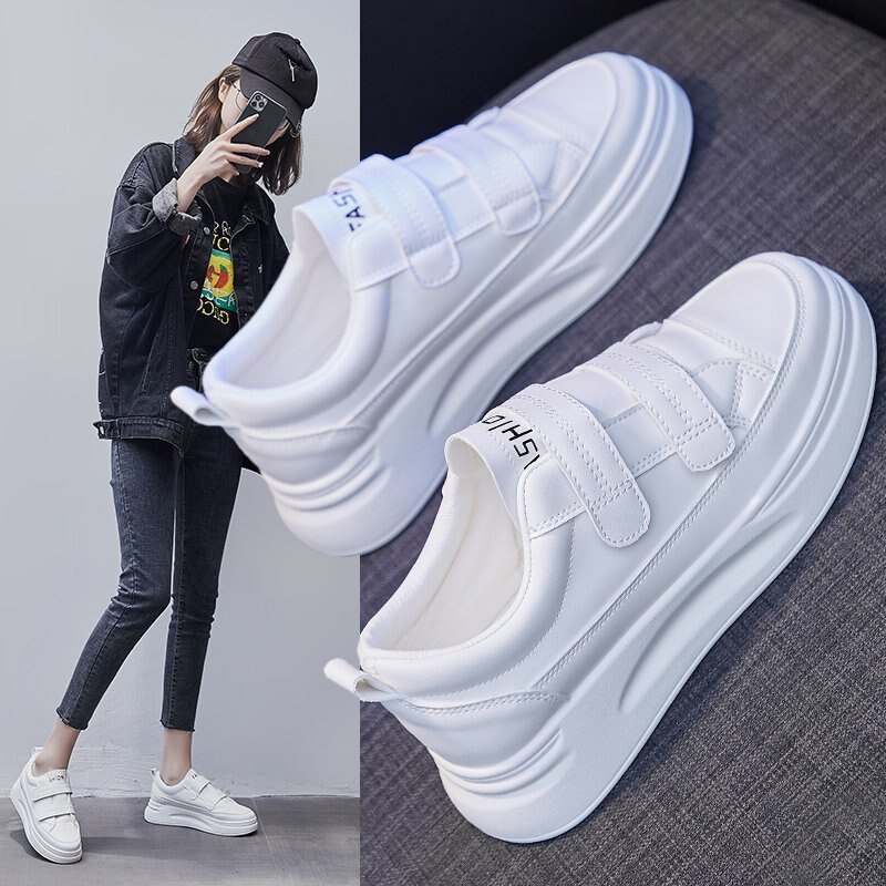 Casual Vrouwen Platte Schoenen Mode Witte Vrouwen Sneakers Antislip Verhogen School Flats Zacht Leer Vrouwen 'S Sport Schoenen