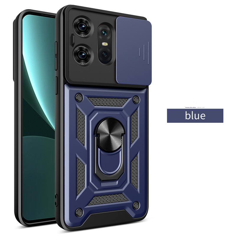 Pansercover til motorola moto edge 50 pro fusion ultra edge 40 neo med linsebeskyttelse og magnetisk ringholder.: Abs / Blå