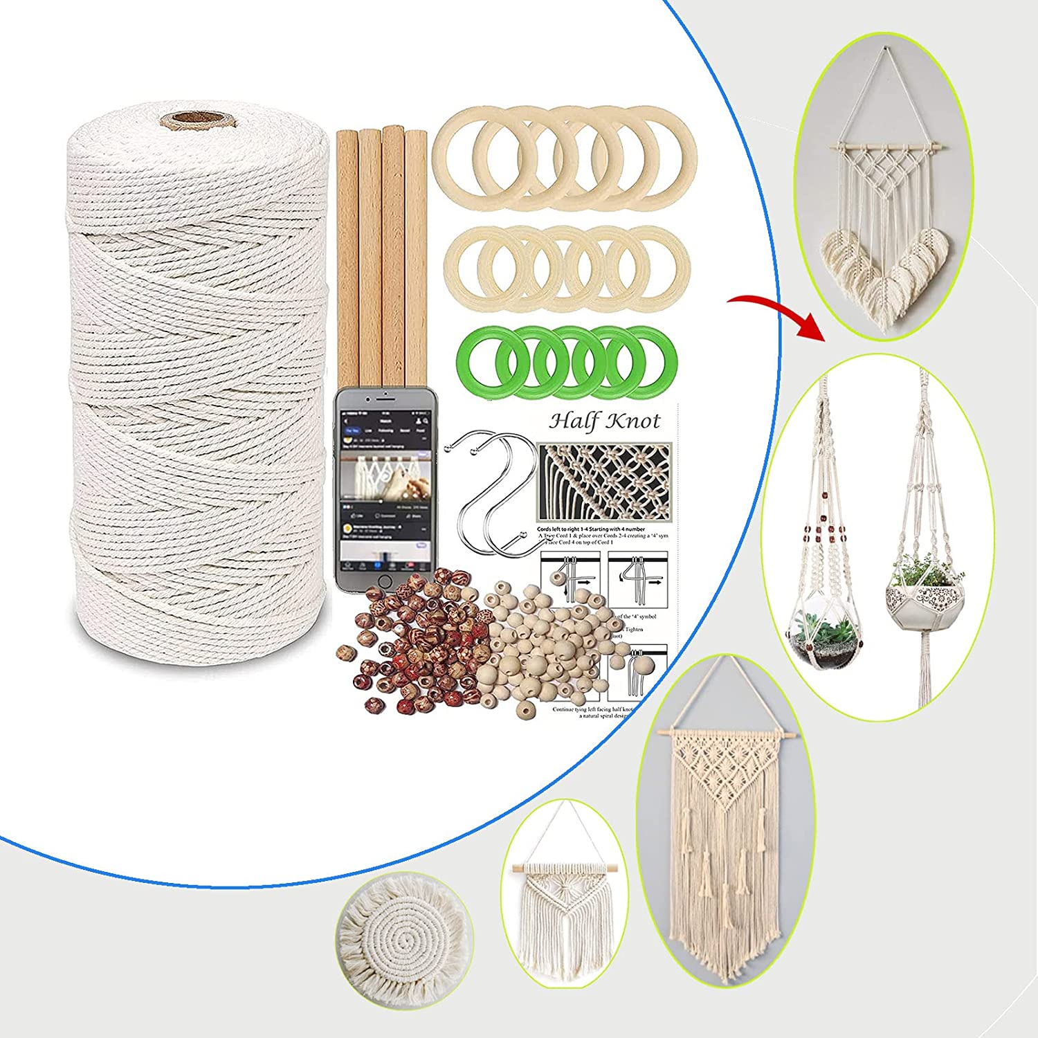 Giardinaggio E Decorazioni Corda Di Cotone 5mm 200m - Per Macram&egrave;, Artigianato E Fai Da Te, Colore Avorio Cotone Per Uncinetto Numero 5