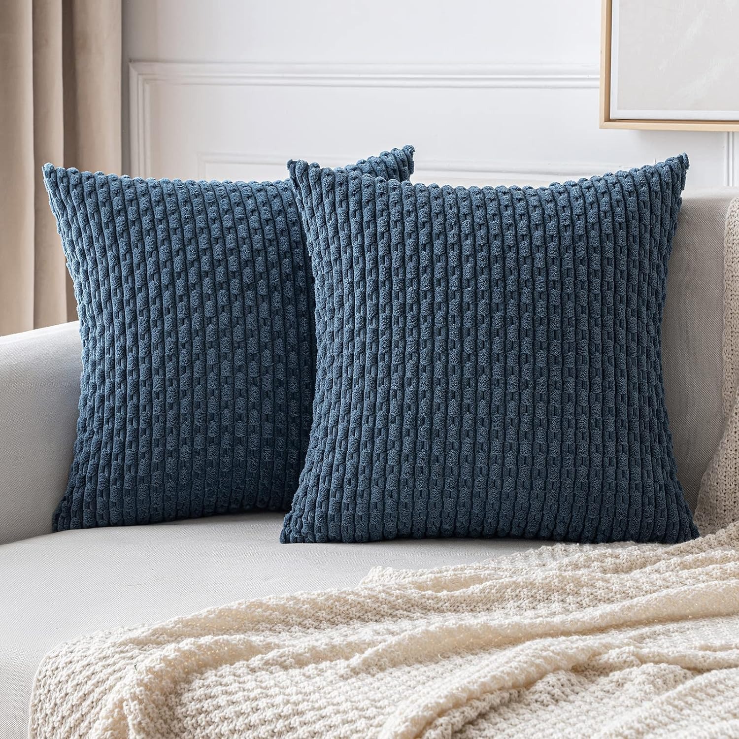 Housse de coussin rayée taies d'oreiller en velours côtelé vert oreillers décoratifs pour canapé 18x18 pouces jeter oreiller ferme décor à la maison 1 pièces: Rouge / 40x40cm