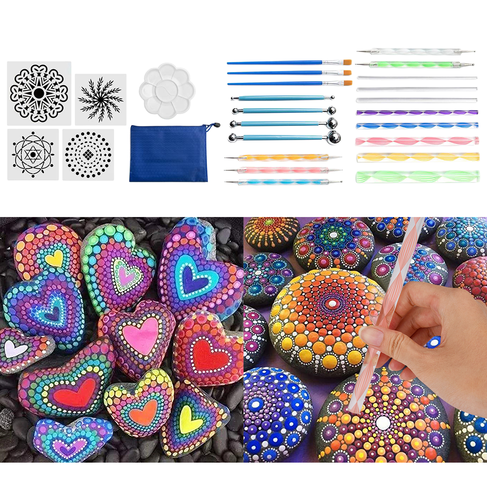 25x Mandala Puntjes Gereedschap Rock Schilderij Kits Dot Art Pen Verf