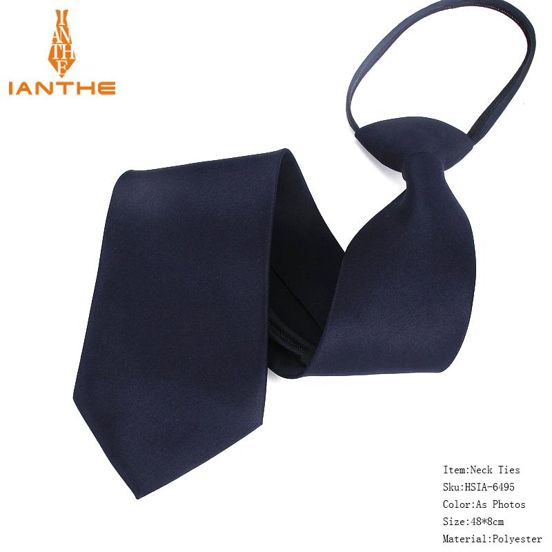 Men Necktie Zipper Lazy Tie Solid 8cm Ties Business for Man Gravatas Handkerchief Bowtie Mens Wedding Shirt Accessories: IA6495