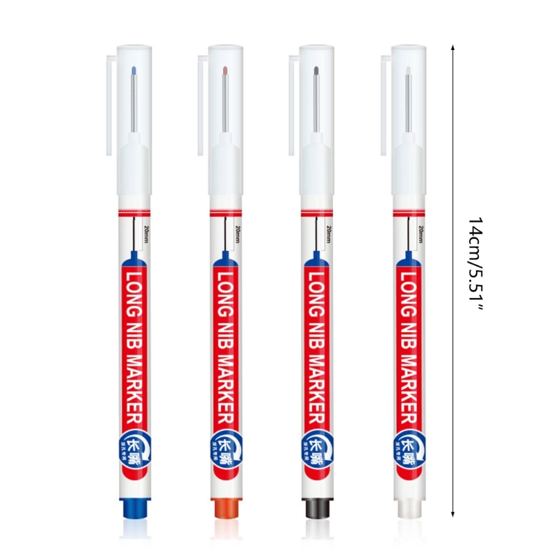 12 pennarelli per carpentiere a base olio con punta lunga, pennarelli con profondo da 20 mm