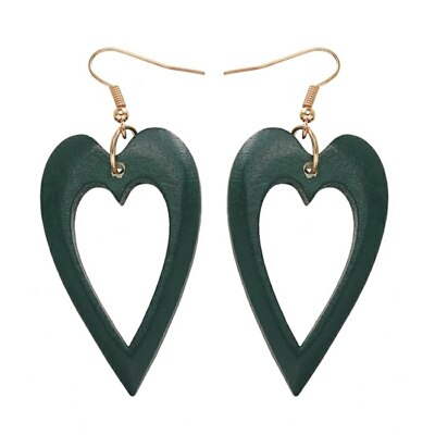 YULUCH-pendientes de madera con forma de corazón para mujer, aretes colgantes, hechos a mano, para: green