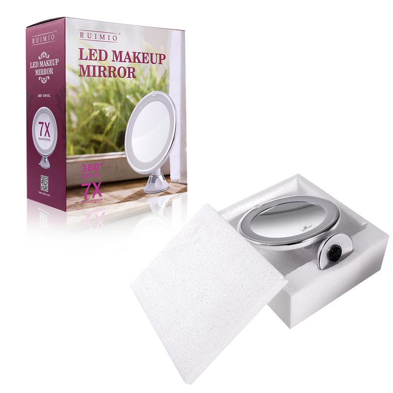 Adjustable 7x Magnification Lighted LED Makeup Mirror Travel Mirror (White)