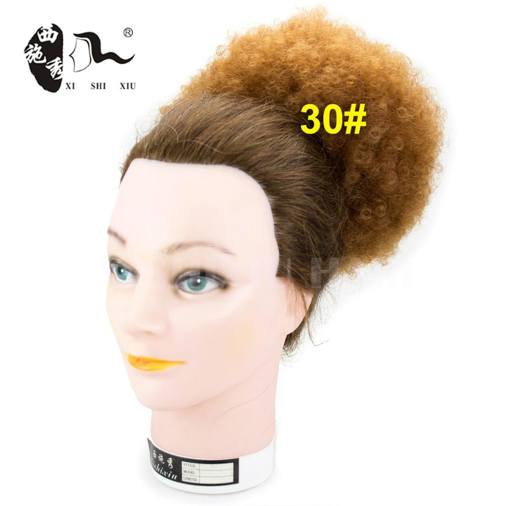 Corto Afro Puff moño de pelo sintético Chignon Hairpiece para mujeres negras cordón Cola de Caballo rizado Updo Clip extensiones de cabello: #30