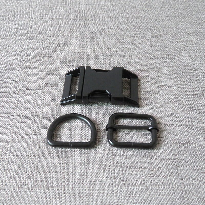10 Sets 25 Mm Heavy Metal D Ring Richter Riem Bandjes Slider Release Gesp Snap Sluiting Voor Paracord Halsband diy Accessoires: Black