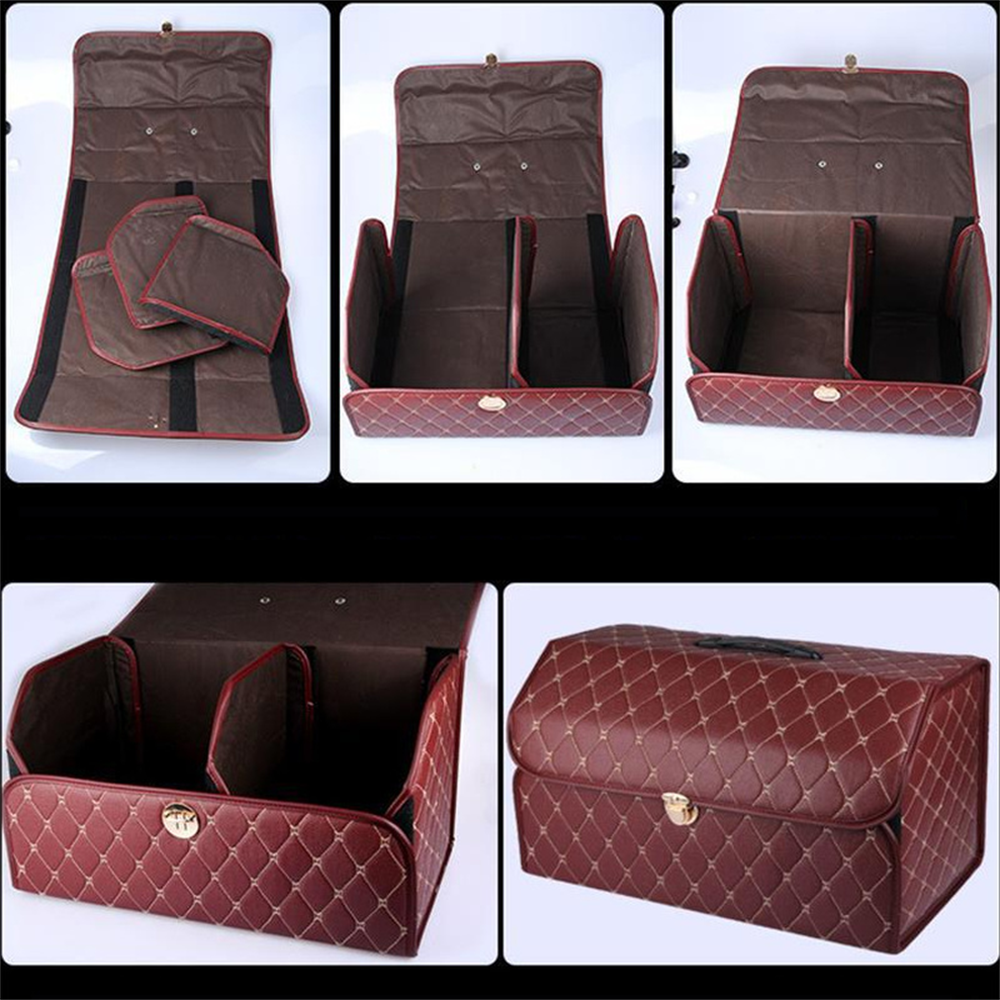 Boîte de rangement de coffre de voiture, grande capacité, sac de rangement d'outils multi-usage automobile, rangement pliable en cuir pour boîte de rangement d'urgence