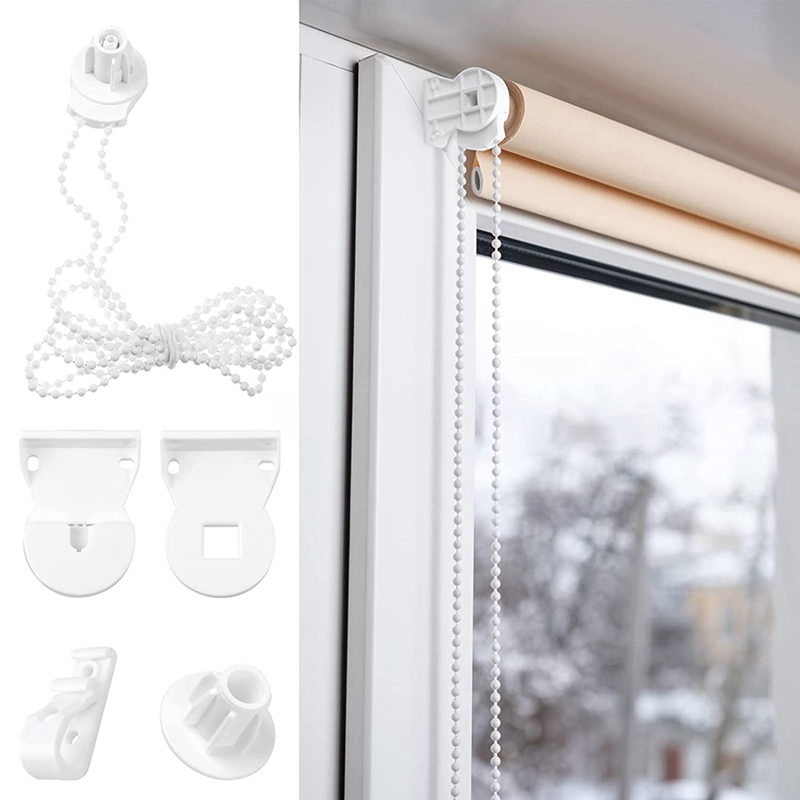 Roller Blind Fittings Kit, Roller Blinds Brackets With Beaded Chain, Curtain Roller Accessories For Windows Replacement