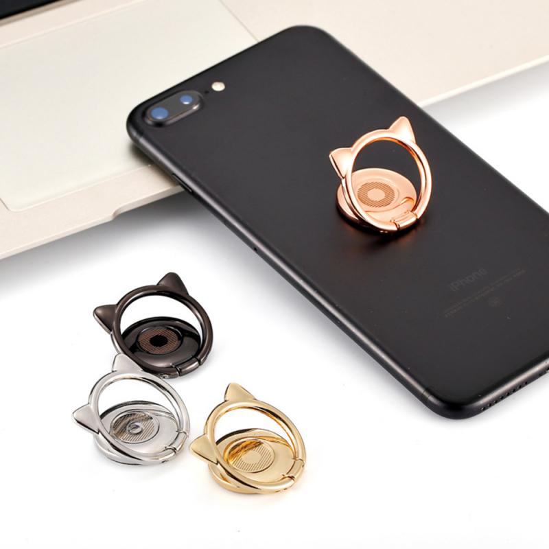 Anel para o telefone gato orelha bonito telefone titular 360-degree rotação suporte com dedo liga magnética para iphone samsung xiaomi