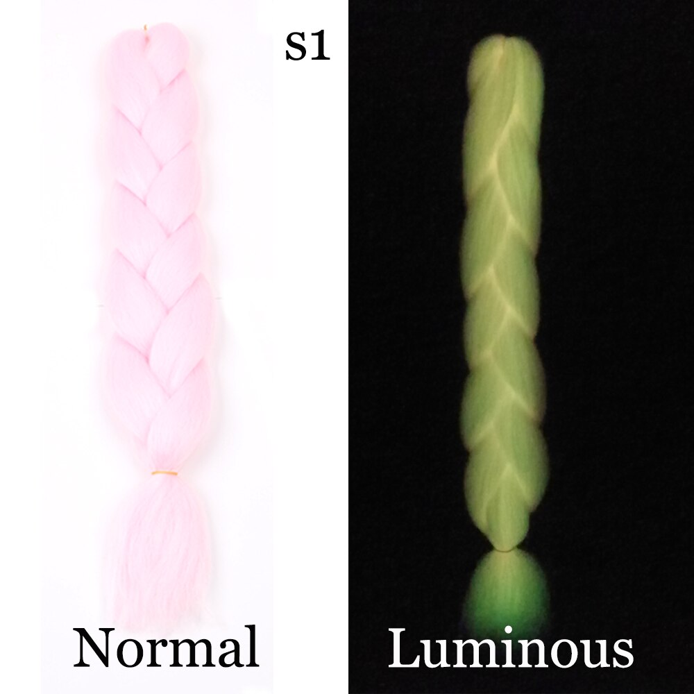 Shining Fluorescence Braiding Hair Jumbo Box Braids Hair Synthetic Braid Hair Extensions for Women White Pink 100g 24inch: S1