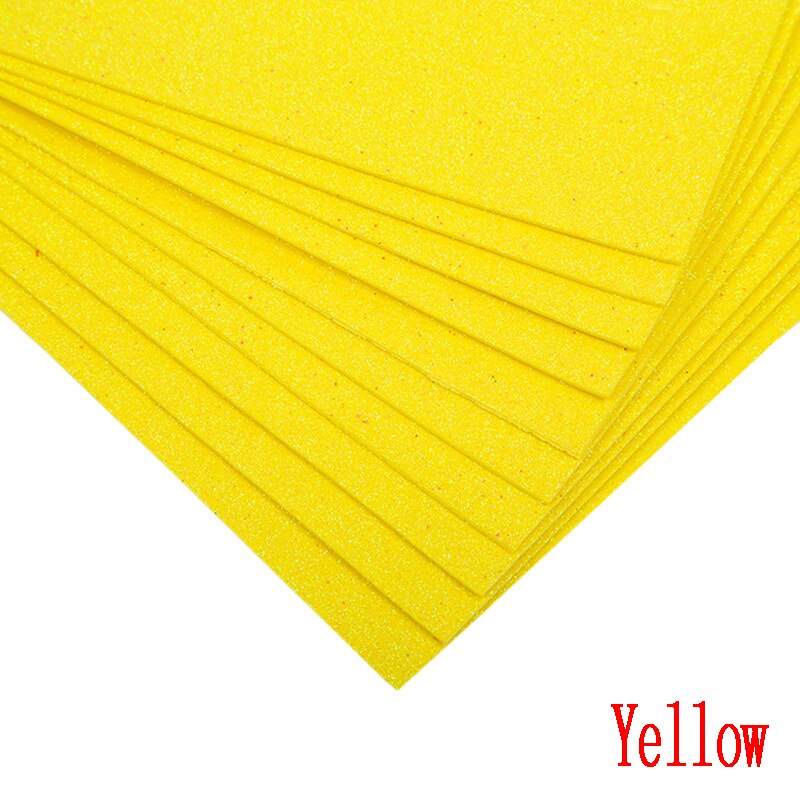 5sheets Glitter Foam Paper Sparkles Paper for Children's Craft Activities DIY Cutters Flash Handcraft Foam Paper Without Glue: Yellow