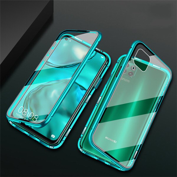 Voor Huawei P40 Lite P 40 Lite Licht P40Lite Case 360 Magnetische Metalen Voor Huawei Nova 7i 6 Se Dubbele dubbelzijdige Gehard Glas Case: for Huawei Nova 7i / 3