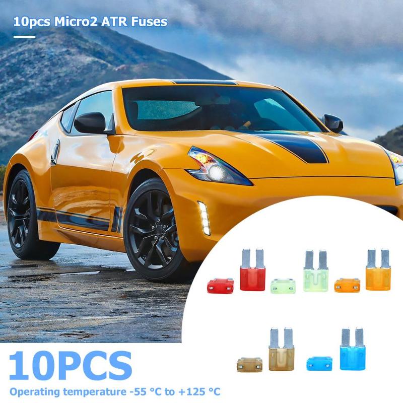 Kit de fusibles de cuchilla surtido para coche, Kit de fusibles de cuchilla surtido para automóvil Micro2 ATR, 5A, 7.5A, 10A, 15A, 20A, 10 Uds.