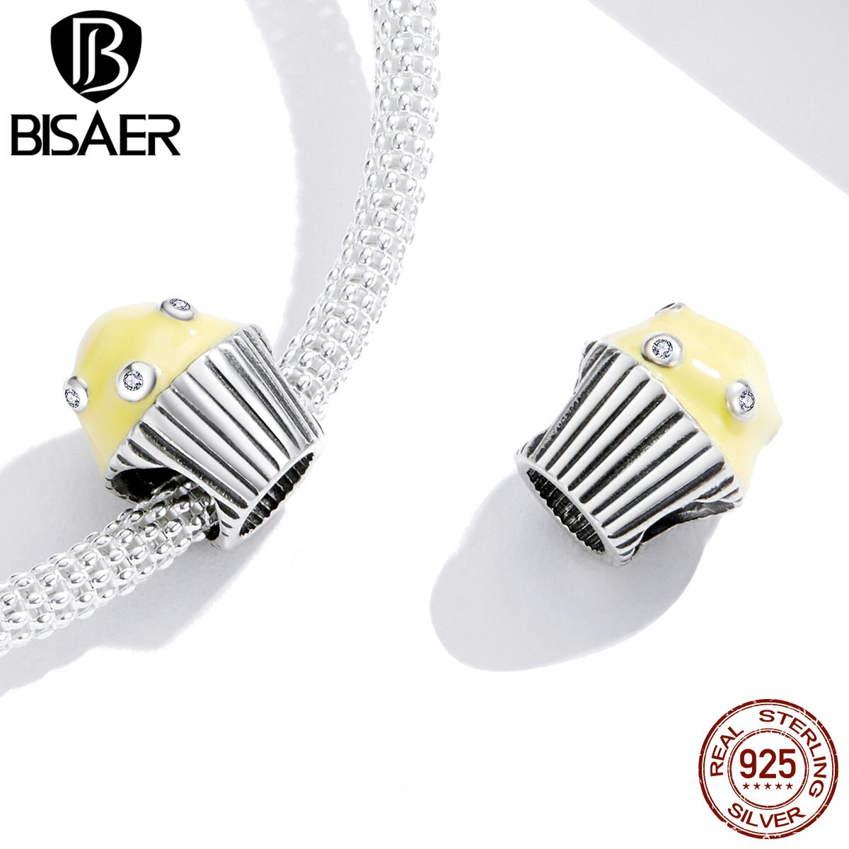 BISAER Nachmittag Tee Serie Reize 925 Sterling silber Cupcake Teekanne Lutscher Perlen Anhänger passen Original Armbänder Schmuck