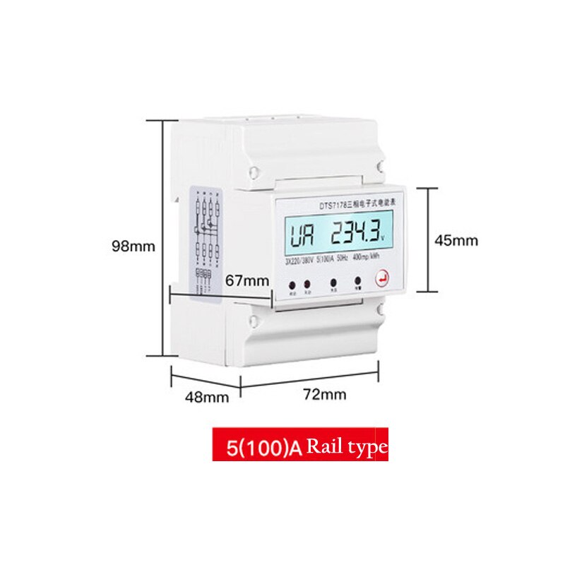 Three-phase Multifunctional watt-hour meter 4P miniature rail meter AC 380v meter home remote communication 485