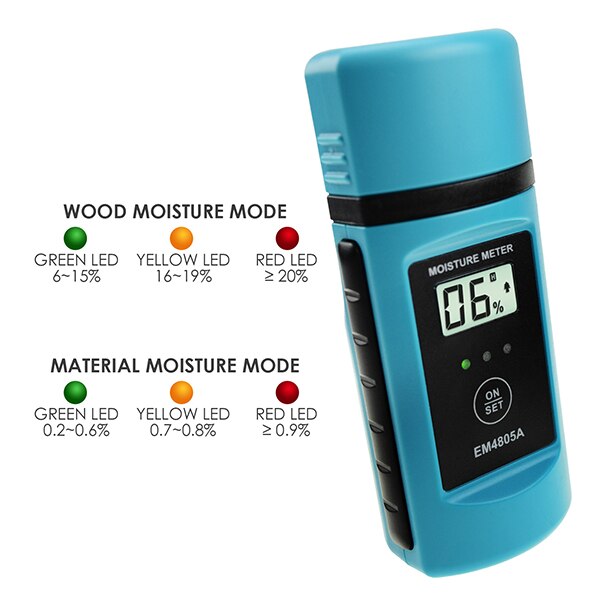 Digital 2-Pin Wood/Building Moisture Level Meter Sawn Timber Paper Cardboard Mortar Concrete Plaster + Backlight & Hold Function