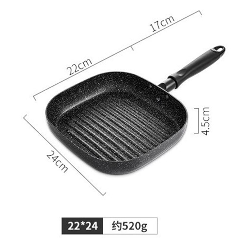 22*24Cm Steak Koekenpan Ontbijt Omelet Home Non Stick Lange Handvat Anti-Kras Coating Koken Gereedschap keuken Benodigdheden