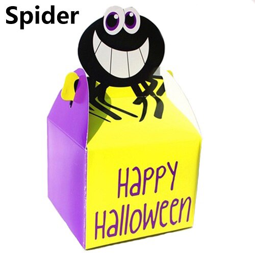 3/6pcs Halloween Paper Treat Boxes Trick or Treat Party Favor Loot Candy Box Halloween Home Party Decor Kraft Bag: Spider / 6pcs
