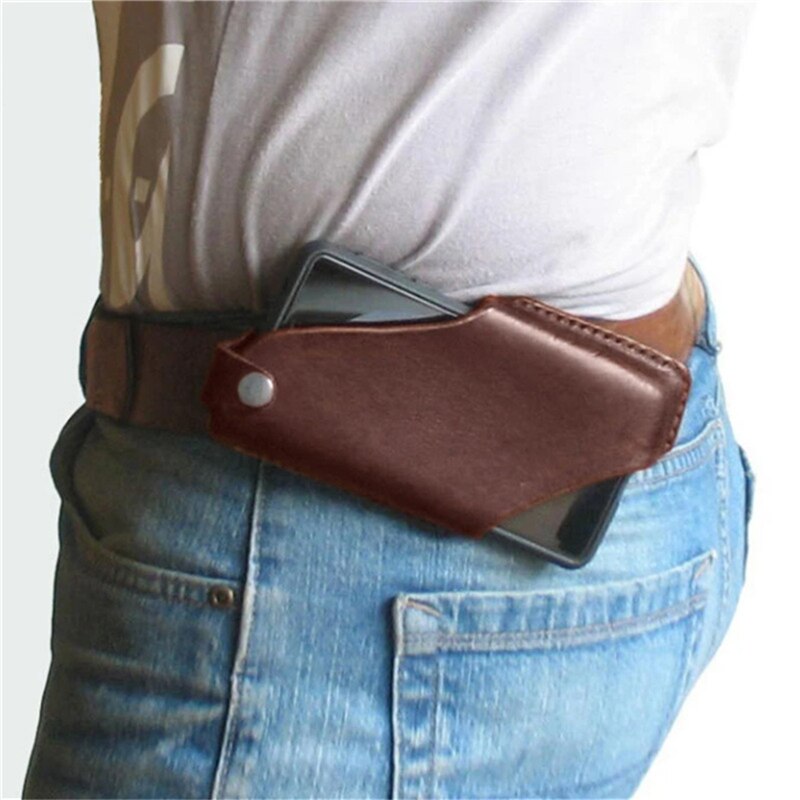 LKEEP PU Waist Black Bag Men Waist Pack Waist Bag Funny Pack Belt Bag Men Chain Waist Bag For Phone Pouch: Dark Brown L